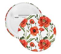 Broche redondo con diseño de flor de amapola roja silvestre, 1 pieza, unisex, liso, para solapa de corbata, insignia de hojalata, joyería, artesanía, decoración para disfraz, accesorio para hombres