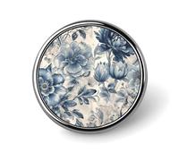 Broche redondo con diseño de flores azules para solapa, alfileres de corbata personalizados, elegante accesorio decorativo para disfraz de hombre y mujer.