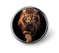 Broche redondo con diseño de gato majestuoso caminando hacia adelante para hombre y mujer, insignia de moda, alfiler para cuello, vestido, chaqueta, mochila, accesorios.