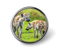 Broche redondo con diseño de hienas moteadas africanas, insignia, botón, alfiler de solapa, decoración personalizada para ropa para mujeres y hombres.