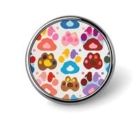 Broche redondo con diseño de pata de perro, diseño de flores de corgi y jardín primaveral para hombre y mujer, accesorio de aleación para traje, alfiler de corbata ligero de 2,5 cm.