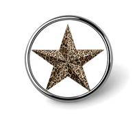 Broche redondo con estampado de estrella y pantera para hombre y mujer, insignia de moda, alfiler para cuello, vestido, chaqueta, mochila, accesorios
