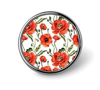 Broche redondo con flor de amapola roja silvestre, alfiler de corbata unisex de solapa lisa, insignia ligera, joyería, artesanía, decoración para disfraz, accesorio para hombres y mujeres.