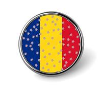 Broche redondo con flores brillantes de Rumania, alfiler para solapa, corbata, para mujeres, hombres, trabajadores de oficina, decoración para profesores