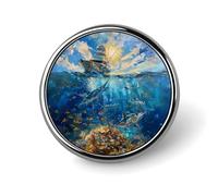 Broche redondo con forma de barco pesquero y marlín, para solapa, corbata, para mujeres, hombres, trabajadores de oficina, profesores, decoración