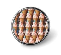 Broche redondo con forma de cono de helado de los años cincuenta, alfileres de corbata de solapa de moda, broche de metal ligero, accesorio decorativo para disfraz de hombre y mujer.