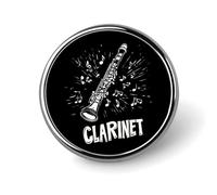 Broche redondo con forma de notas musicales de clarinete, insignias de solapa esmaltadas, joyería decorativa para mochilas y sombreros.