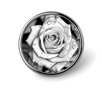 Broche redondo con forma de rosa blanca y negra, de aleación de aluminio, ligero, para solapa de corbata, accesorio decorativo para disfraz de hombre y mujer.
