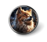 Broche redondo con forma de zorro mirando hacia arriba, alfileres de corbata de solapa de moda, broche de metal ligero, insignia para hombres y mujeres, accesorio decorativo para disfraces.