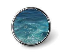 Broche redondo con insignia de mar azul profundo, de aleación de aluminio, ligero, para solapa de corbata, accesorio decorativo para disfraz de hombre y mujer.