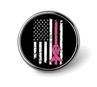 Broche redondo con la bandera de EE. UU. para combatir el cáncer de mama, insignia de solapa, corbata, botón conmemorativo de metal, kit para sombreros, camisas, ropa, bolsos y decoración.
