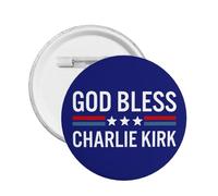 Broche redondo con la frase "Dios bendiga a Charlie Kirk", 1 unidad