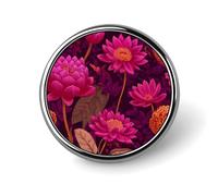 Broche redondo con motivos botánicos magenta, naranja, para hombres y mujeres, insignia, collar, vestido, chaqueta, mochila, accesorios