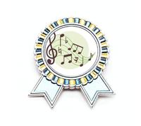 Broche redondo con notas musicales Flappg, medalla para ganador del premio, Medium, Metal