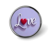 Broche redondo con palabra romántica "Amor" y corazón rojo para hombre y mujer, insignia de moda, alfiler para cuello, vestido, chaqueta, mochila, accesorios.