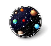 Broche redondo con sistema solar, Sol, Tierra, Marte, Mercurio, Júpiter, Saturno y Urano, unisex, liso, para solapa, corbata, insignia ligera, joyería, manualidades, decoración, accesorio de vestua