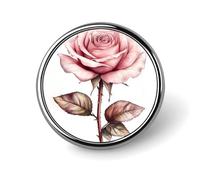 Broche redondo con tallo de rosa suave y colores crema para hombres y mujeres, insignia de moda, collar, vestido, chaqueta, mochila, accesorios