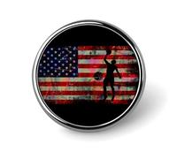 Broche redondo con textura láser de la bandera estadounidense de baloncesto, insignia para solapa, corbata, para mujeres, hombres, trabajadores de oficina, decoración para profesores