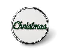 Broche redondo cursivo con texto en inglés «Christmas in Dark Forest Green» para hombres y mujeres, insignia de moda, collar, vestido, chaqueta, mochila, accesorios
