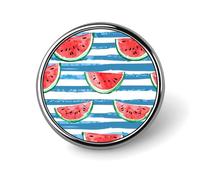 Broche redondo de acuarela con diseño de sandía en rayas azules, alfileres de solapa, corbata, accesorios de vestido, boda, cumpleaños, para hombres y mujeres, Circular, Metal