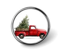 Broche redondo de árbol de Navidad rojo para hombres y mujeres, insignia, collar, vestido, chaqueta, mochila, accesorios