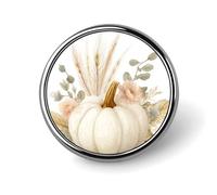 Broche redondo de calabaza blanca con hierba de pampa seca para hombre y mujer, insignia de moda, alfiler para cuello, vestido, chaqueta, mochila, accesorios.