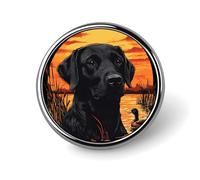 Broche redondo de caza de patos labrador negro al atardecer, alfileres de solapa, insignia de corbata, botón conmemorativo de metal, kit para sombreros, camisas, ropa, bolsos, decoración