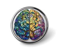 Broche redondo de cerebro humano estilo vidrieras para hombres y mujeres, insignia, collar, vestido, chaqueta, mochila, accesorios