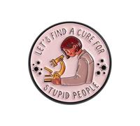 Broche redondo de científico con diseño creativo de microscopio y letra, pin de aleación con temática científica humorística, broche de ciencia creativa, sarcástico y sarcástico