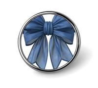 Broche redondo de cinta náutica con doble lazo azul marino en acuarela para hombre y mujer, insignia de moda, pin de cuello, vestido, chaqueta, mochila y accesorios.