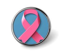 Broche redondo de cinta rosa en azul con símbolo de concienciación sobre el cáncer para hombres y mujeres, insignia, collar, vestido, chaqueta, mochila, accesorios