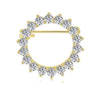 Broche Redondo De Círculo Brillante De Boda Eternity De Circonia Cúbica Aaa Cz Bufanda Para Mujeres Para Boda Chapado En Oro Amarillo Latón