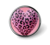 Broche redondo de corazón 3D con estampado de leopardo rosa para hombres y mujeres, insignia, collar, vestido, chaqueta, mochila, accesorios