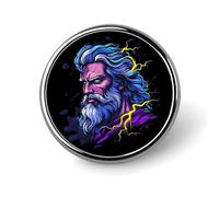 Broche redondo de esmalte con la imagen del dios griego Zeus y el trueno, insignias de solapa, joyería decorativa para mochilas y sombreros.