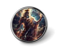 Broche redondo de esmalte con la imagen del dios Zeus de la mitología griega, insignias de solapa, joyería decorativa para mochilas y sombreros.