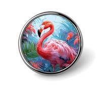 Broche redondo de flamenco pintado, alfileres de solapa de aleación de aluminio, broche ligero de moda para hombres y mujeres, accesorio decorativo para disfraces.