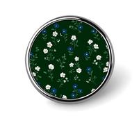 Broche redondo de flores blancas con hojas pequeñas en verde oscuro para hombres y mujeres, insignia, collar, vestido, chaqueta, mochila, accesorios