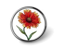 Broche redondo de flores silvestres rojas indias para hombres y mujeres, insignia, collar, vestido, chaqueta, mochila, accesorios