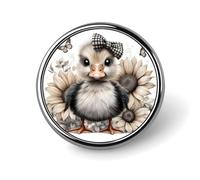 Broche redondo de ganso y girasol gris y blanco para hombres y mujeres, insignia, collar, vestido, chaqueta, mochila, accesorios