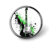 Broche redondo de guitarra eléctrica en blanco y negro para hombres y mujeres, insignia, collar, vestido, chaqueta, mochila, accesorios