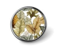 Broche redondo de hojas tropicales grandes en verde salvia marrón para hombres y mujeres, insignia, collar, vestido, chaqueta, mochila, accesorios