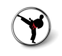 Broche redondo de Karate Boy, alfileres de corbata de solapa de aleación de aluminio, broche ligero de moda para hombres y mujeres, accesorio decorativo para disfraces.