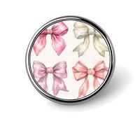 Broche redondo de lujo Coquette con 4 lazos rosas para hombres y mujeres, insignia, collar, vestido, chaqueta, mochila, accesorios