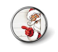 Broche redondo de madera blanca con diseño de Papá Noel de dibujos animados para hombre y mujer, insignia de moda, alfiler para cuello, vestido, chaqueta, mochila, accesorios.