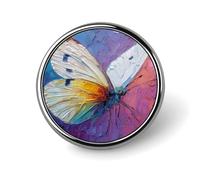 Broche redondo de mariposa blanca para hombres y mujeres, insignia, collar, vestido, chaqueta, mochila, accesorios