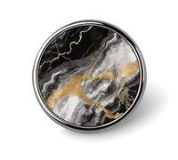 Broche redondo de mármol con lámina de oro negro para solapa, chal, insignia de círculo de metal vintage, broche para collar, joyería, decoración para traje, suéter, mochila, regalo para mujer, mad