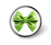 Broche redondo de material brillante con lazo verde 3D para hombres y mujeres, insignia, collar, vestido, chaqueta, mochila, accesorios