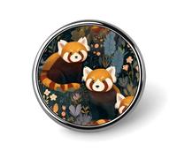Broche redondo de metal con diseño de hada panda roja, insignia de moda, alfileres de solapa, joyería decorativa unisex.