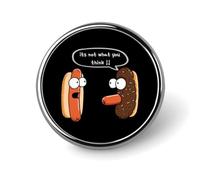 Broche redondo de metal con diseño de perro caliente con diseño de salchicha