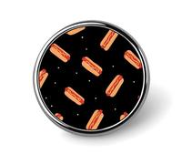 Broche redondo de metal con diseño divertido de perrito caliente | Accesorios de decoración novedosos para ropa, sombreros, bolsos y corbatas para hombres y mujeres.